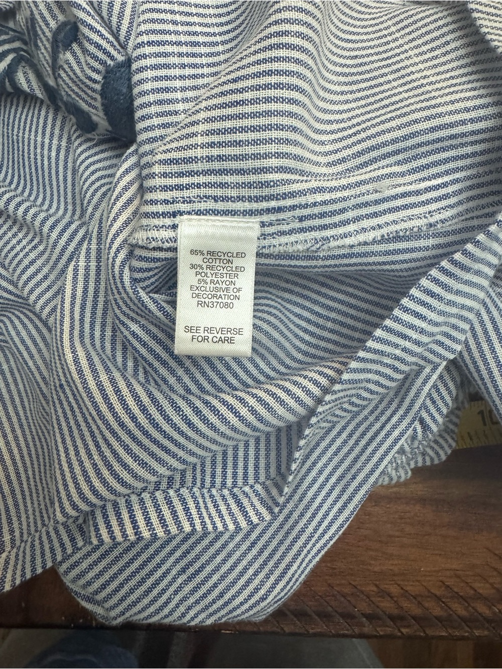Women’s Cato Blue Striped Embroidered Peasant Top Medium NWT - Picture 6 of 7